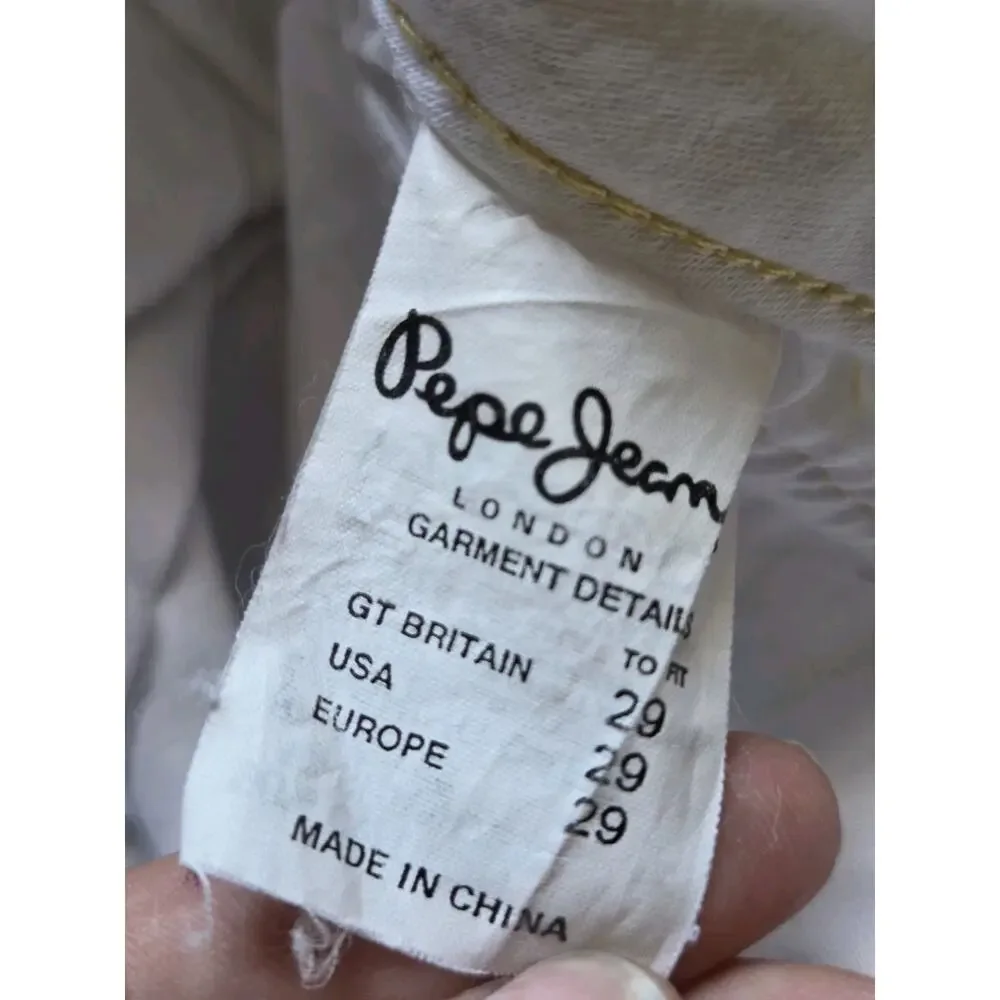 Y2K Pepe Jeans London Capri Pants Patchwork Logo Spellout Embroidered White 29 - Picture 4 of 9